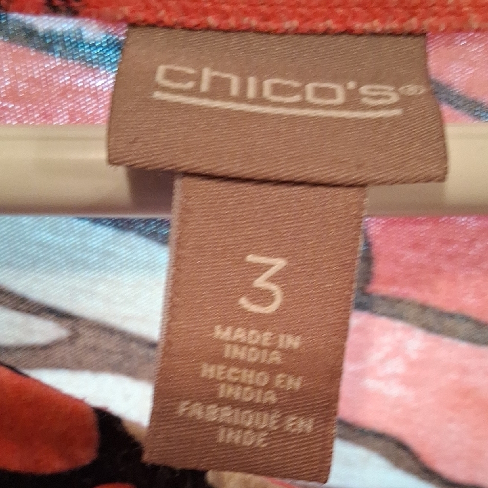 Chico's Red and Black Abstract Print Blouse - Picture 2 of 4